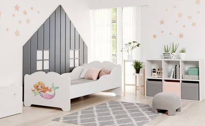 Dětská postel ANNA 160 × 80 cm s matrací – motiv mořská víla