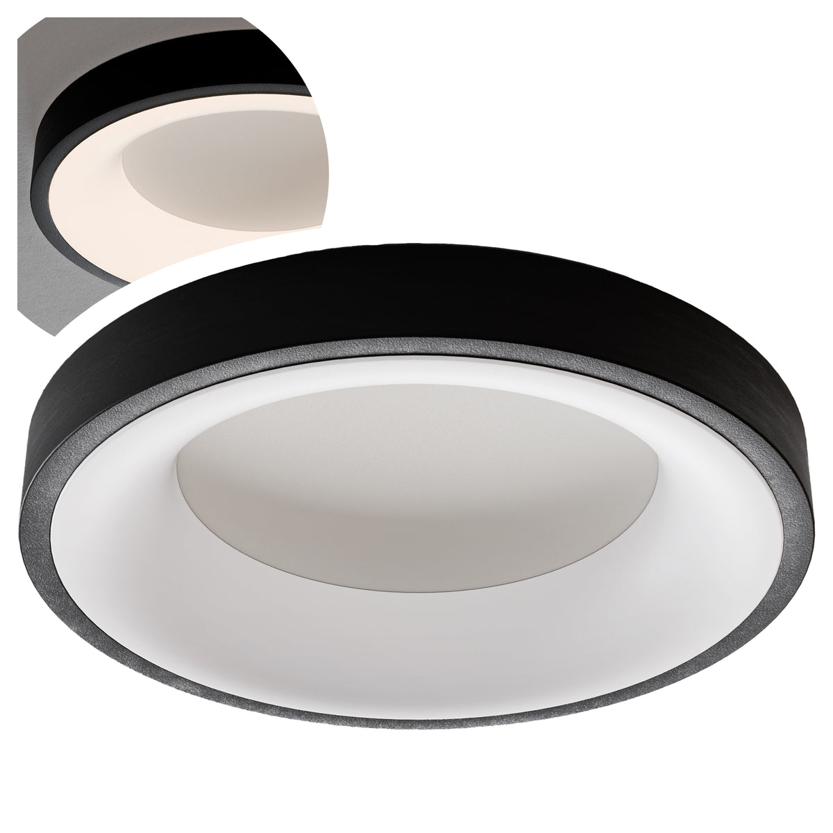 Černé kulaté stropní LED svítidlo 30 W, 4000 K