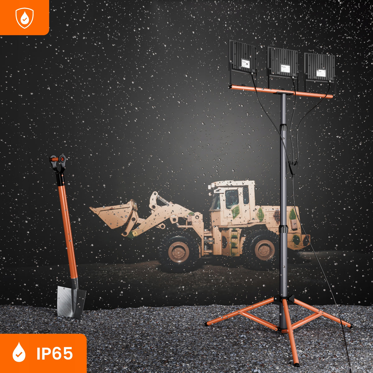 LED pracovní reflektor na stativu 3 × 100 W, 33 000 lm, 4500 K, IP65, výška 180 cm