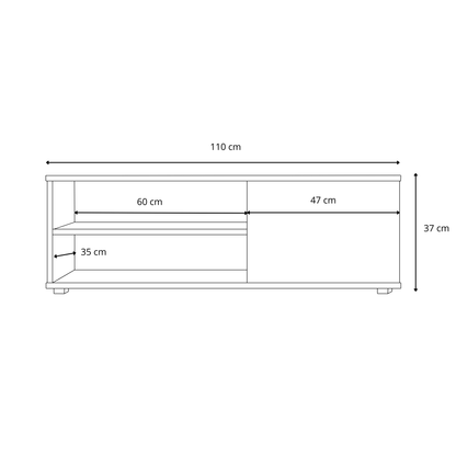 TV stolek VIVA 110 cm – bílá – plastové nohy
