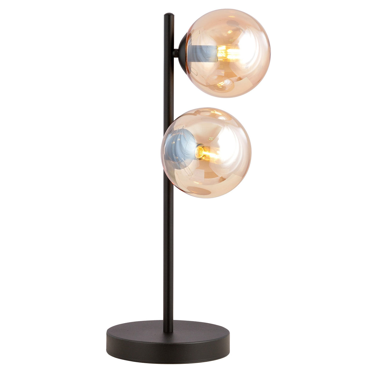Stolní lampa ROSSI LN2 – černá, jantarové sklo