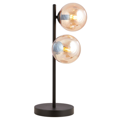 Stolní lampa ROSSI LN2 – černá, jantarové sklo