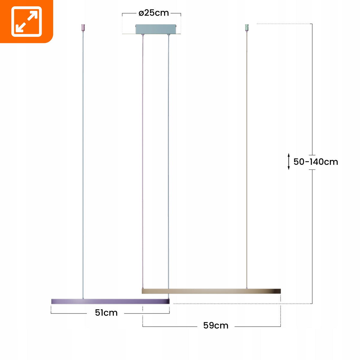 Bílé LED závěsné svítidlo 80 W – teplá bílá