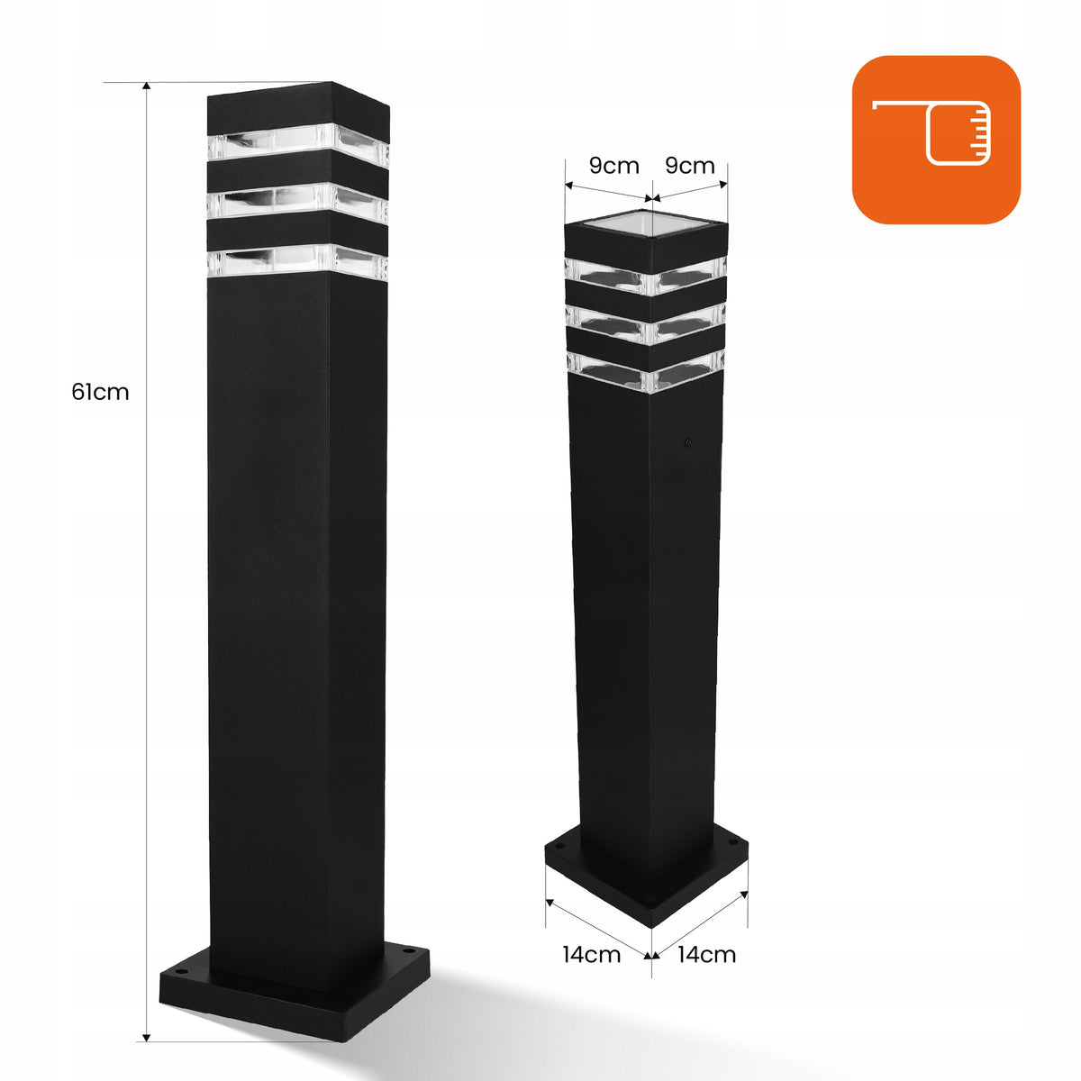 Černý venkovní osvětlovací sloupek E27 230 V, 60 cm