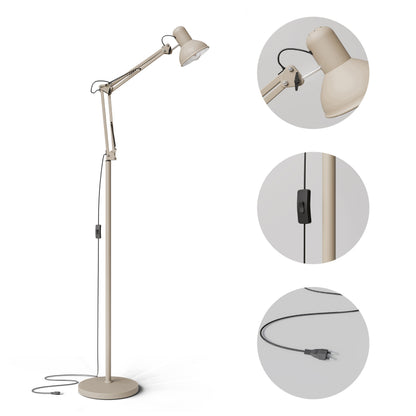 Béžová stojací lampa E27 190 cm, nastavitelná