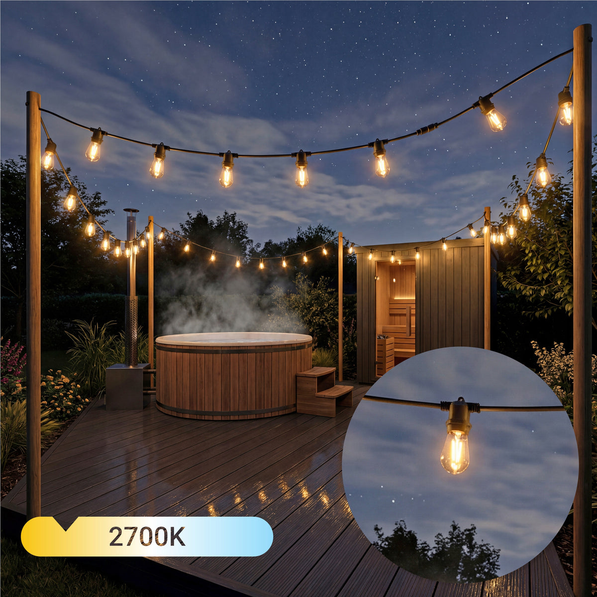 Venkovní LED světelný řetěz E27 10 m