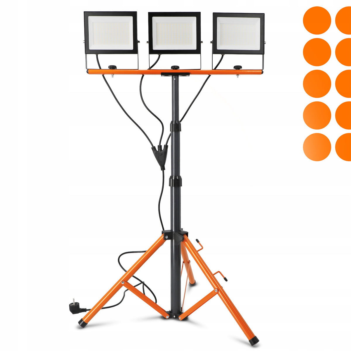 LED pracovní reflektor na stativu 3 × 100 W, 33 000 lm, 4500 K, IP65, výška 180 cm
