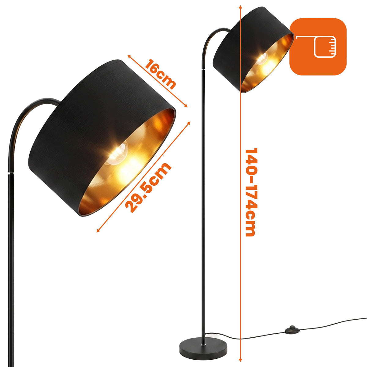 Stojací lampa E27, nastavitelná