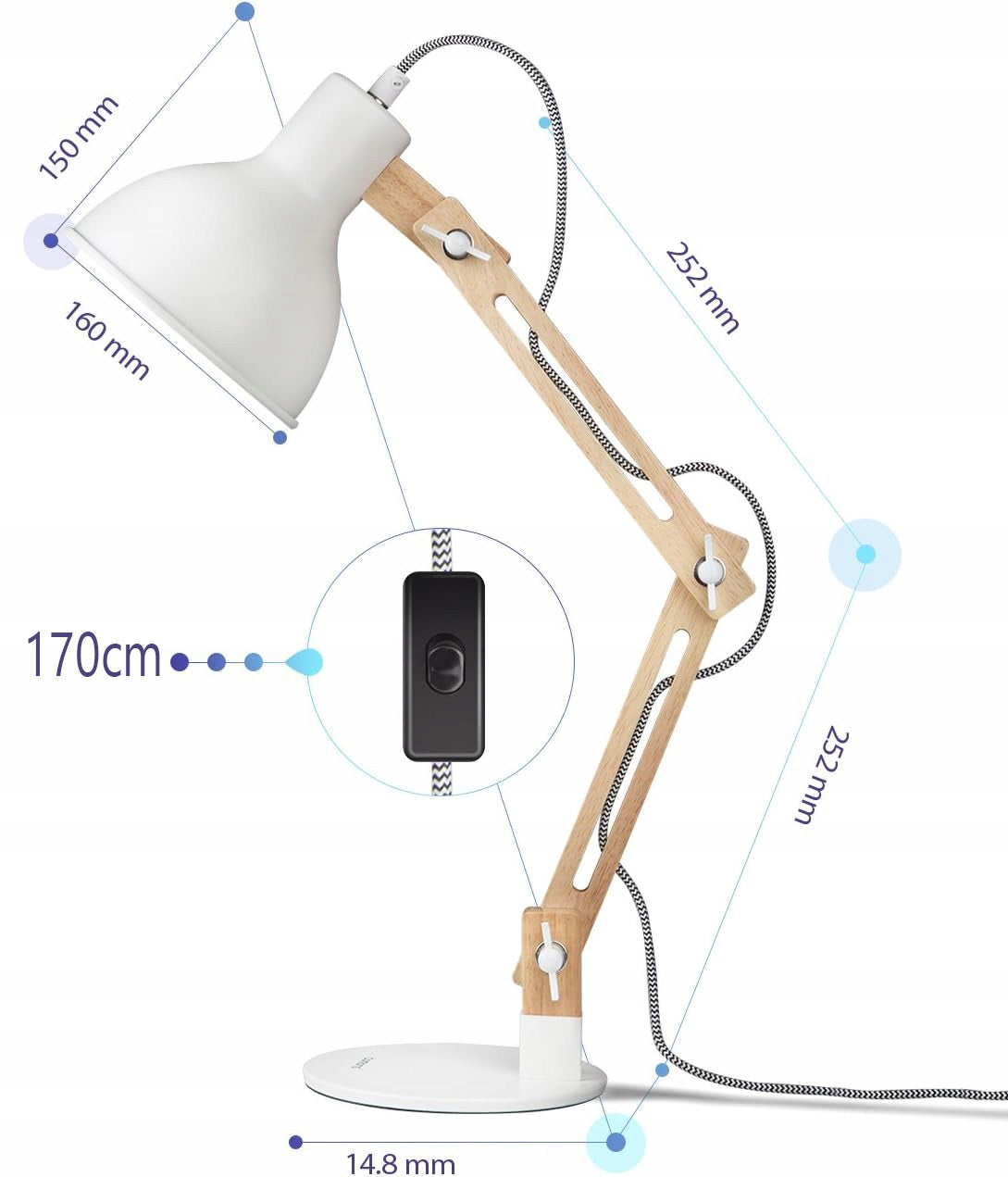 Stolní lampa E27, nastavitelná