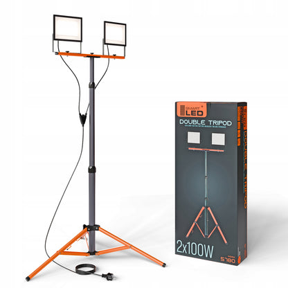 LED pracovní reflektor na stativu 2 × 100 W, 2 × 11 000 lm, 4500 K, IP65, 18 × 14 cm