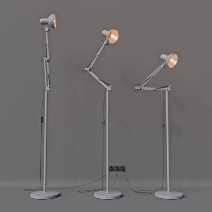 Šedá stojací lampa E27 190 cm, nastavitelná