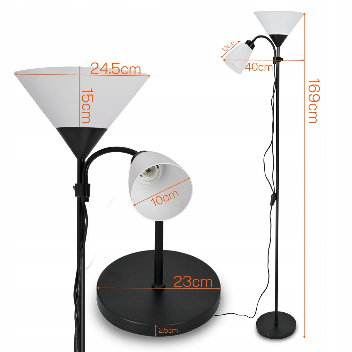 Stojací lampa E27, nastavitelná
