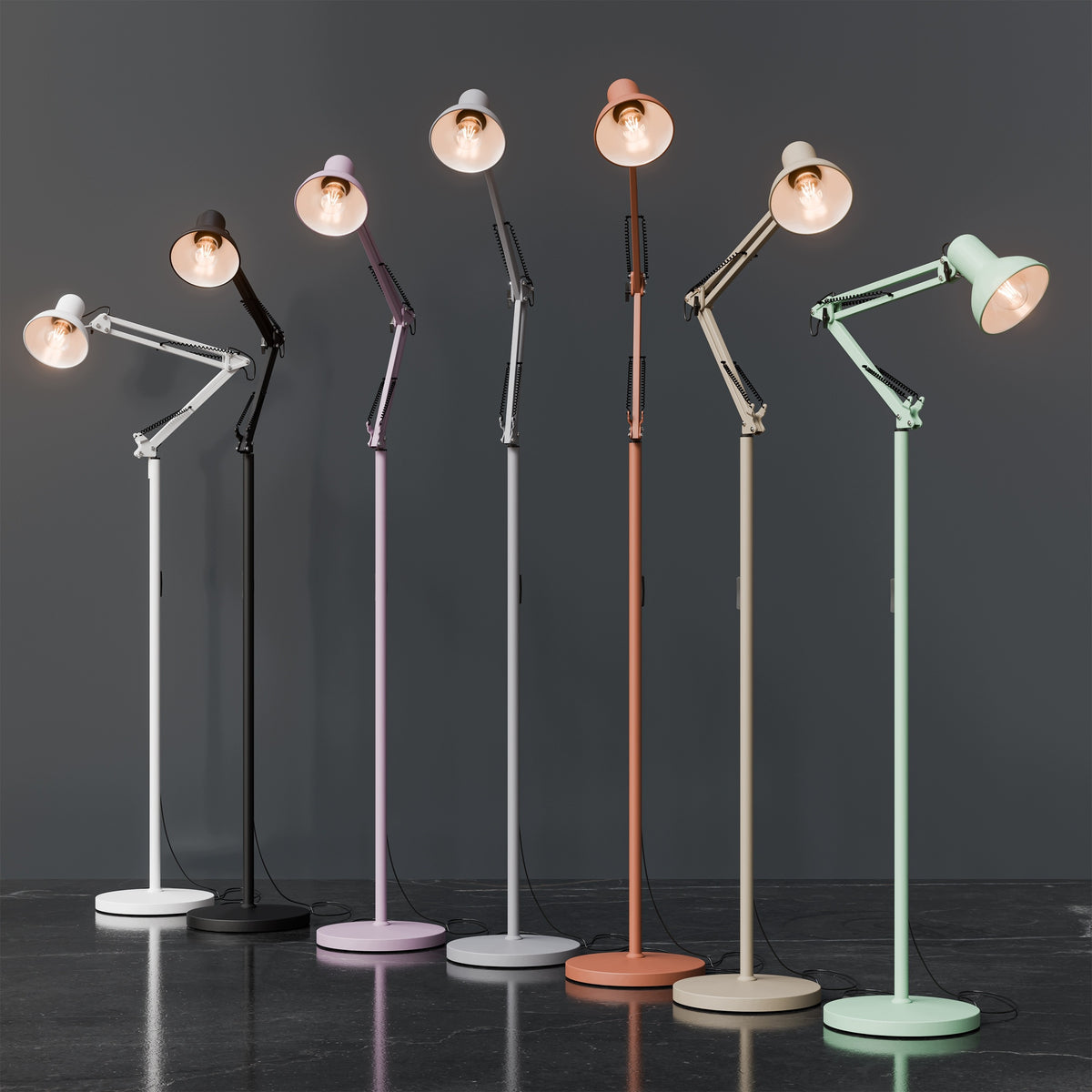 Červená stojací lampa E27 190 cm, nastavitelná