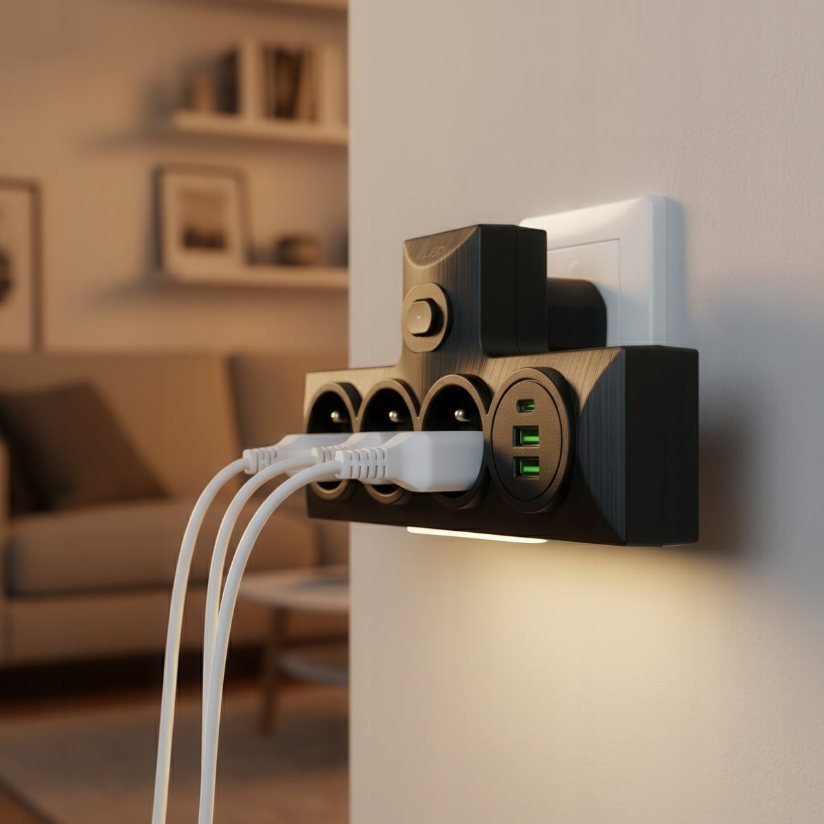 Prodlužovací kabel 230 V, USB