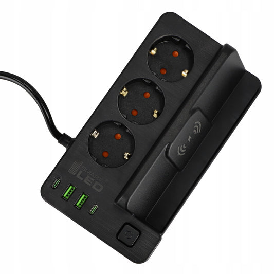 Prodlužovací kabel 230 V, 3 m, s bezdrátovým nabíjením, USB