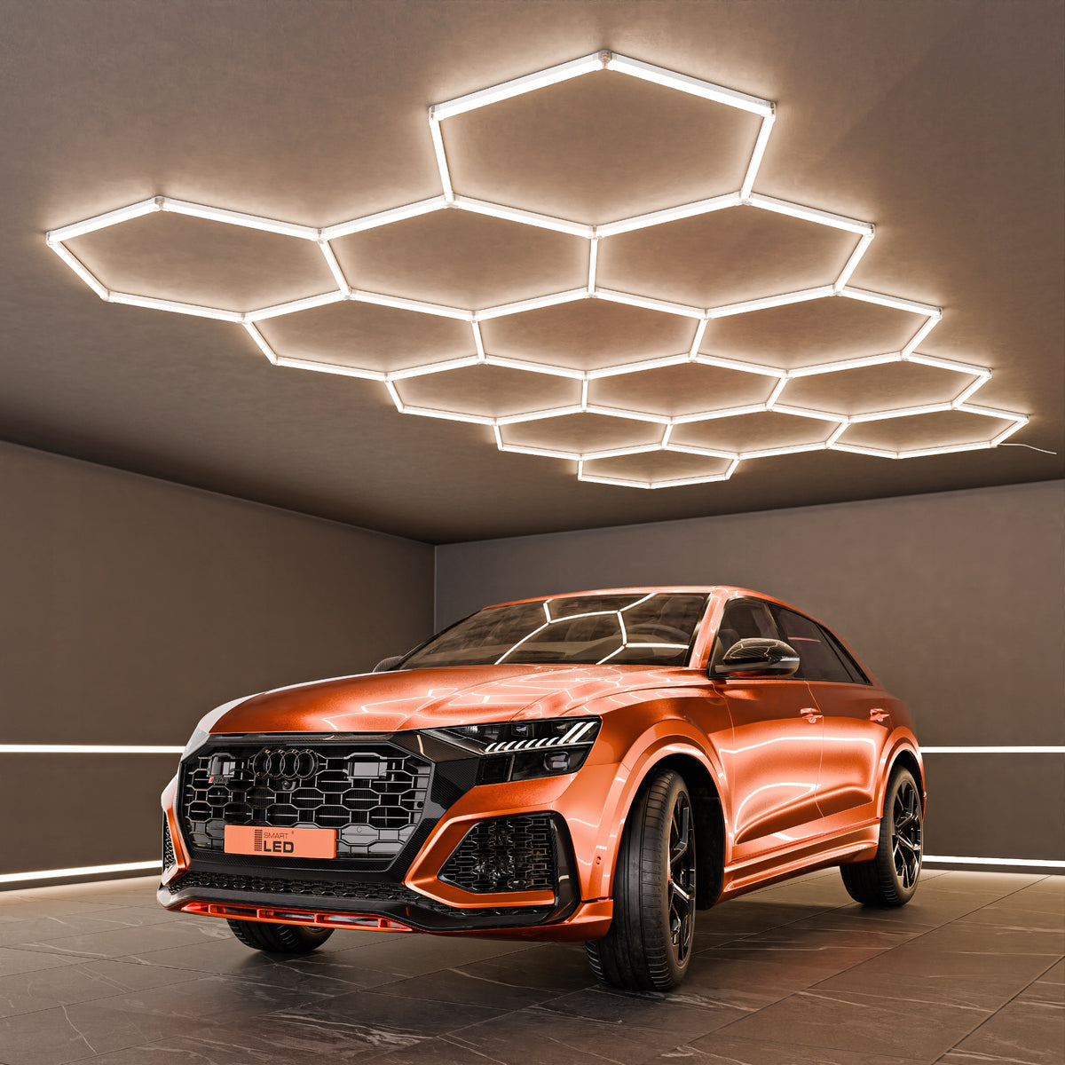 LED HEXAGON osvětlení do garáže 522 × 298 cm