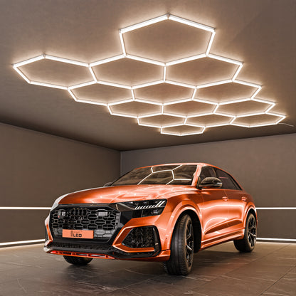 LED HEXAGON osvětlení do garáže 522 × 298 cm