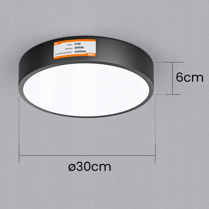 Černé kulaté stropní LED svítidlo 27 W, 30 cm
