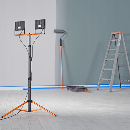 LED pracovní reflektor na stativu 2 × 50 W, 2 × 5500 lm, 4500 K, IP65, 14 × 11,5 cm