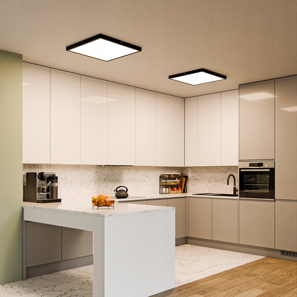 Černé stropní LED svítidlo 32 W, 3520 lm, 4000 K, 40 × 40 cm