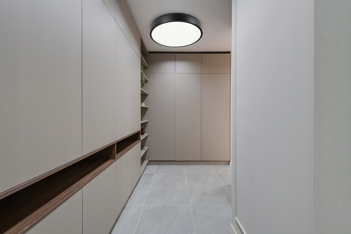 Černé kulaté stropní LED svítidlo 30 W, 30 cm