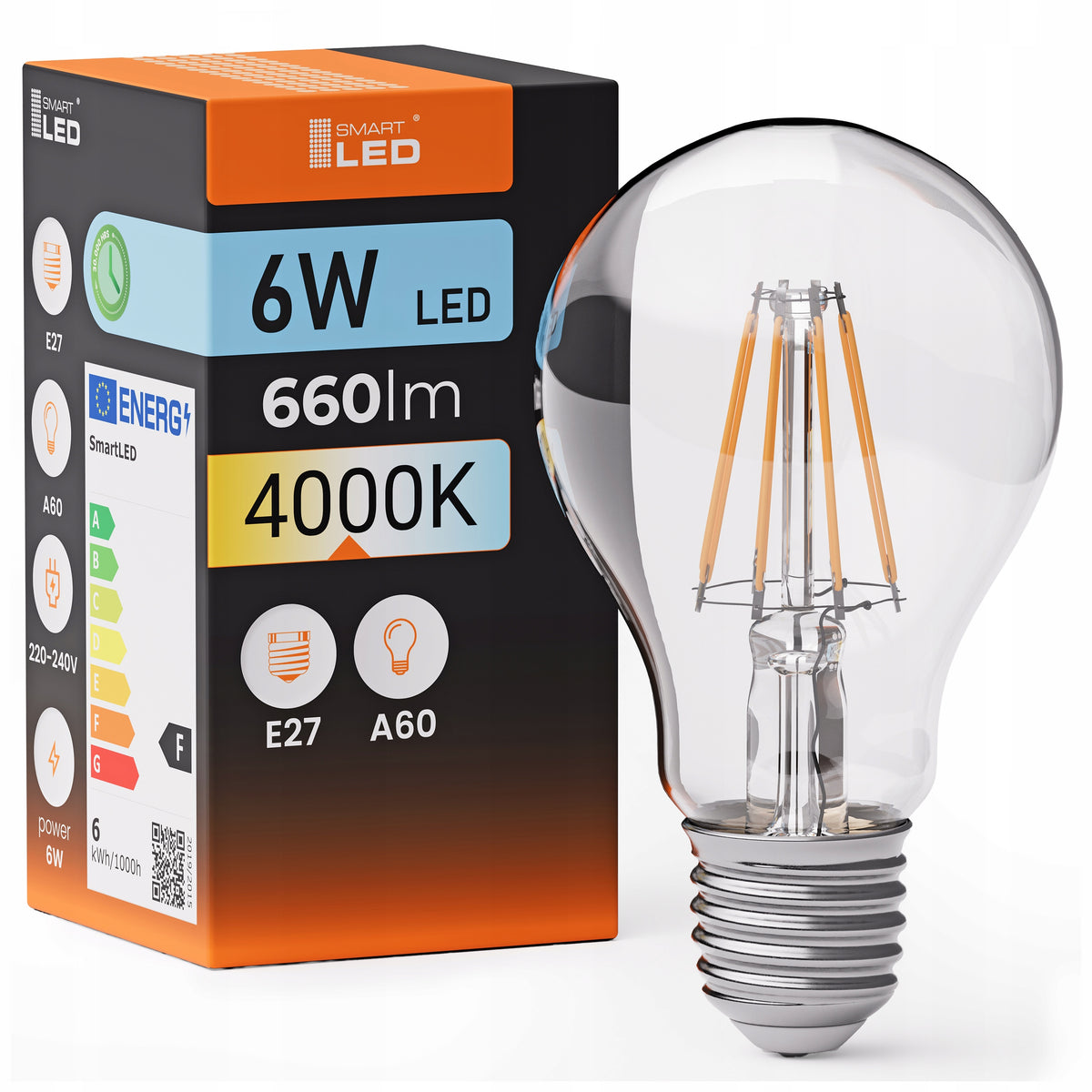 LED žárovka E27 6 W, 660 lm, 4000 K – neutrální bílá