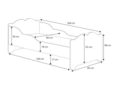 Dětská postel ANNA 160 × 80 cm s úložným šuplíkem – motiv princezna