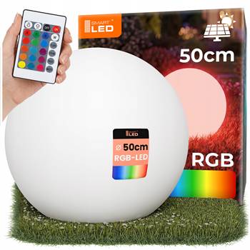 Zahradní zápichové svítidlo ve tvaru koule RGB+W, s ovladačem, 50 cm