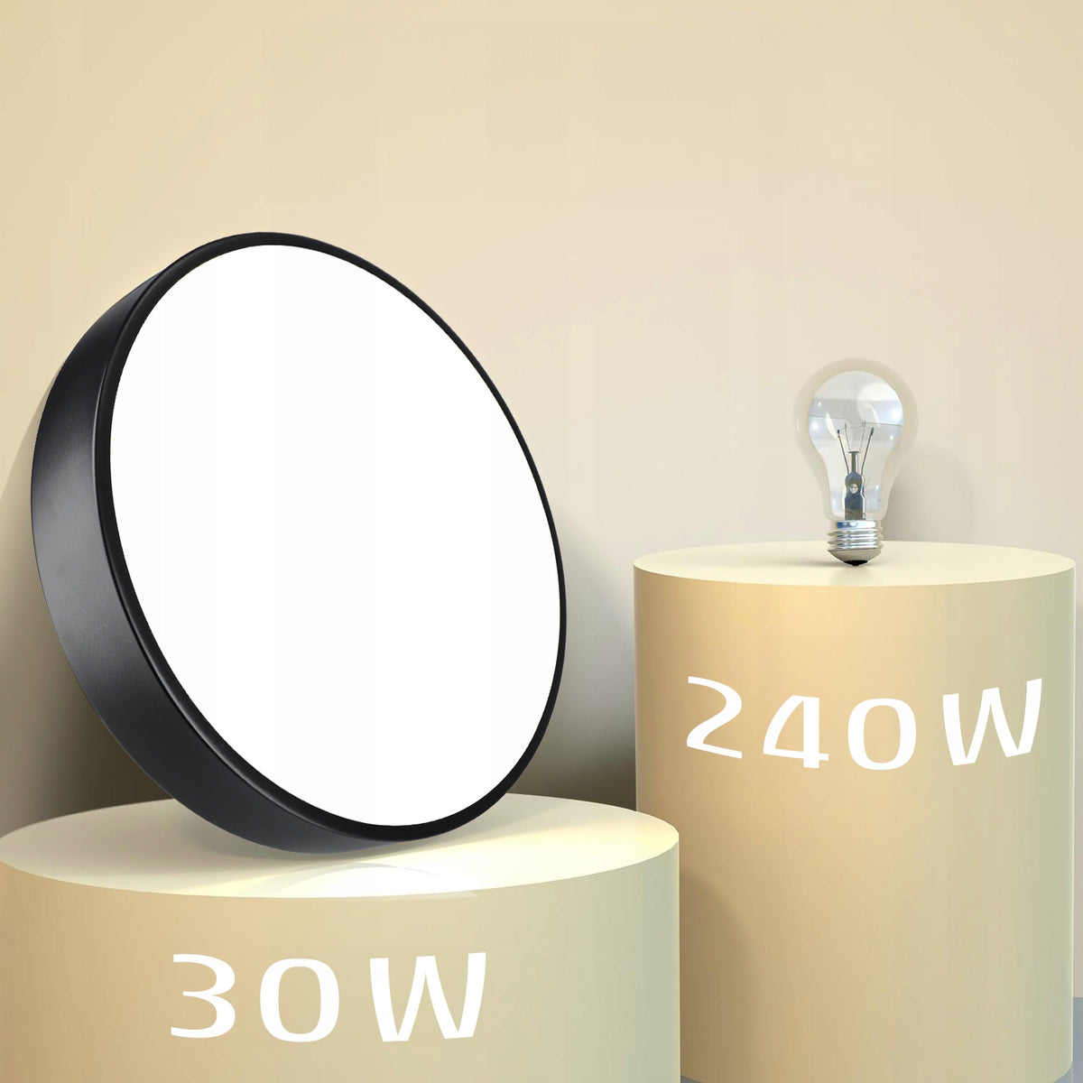 Černé stropní LED svítidlo 30 W, 40 cm
