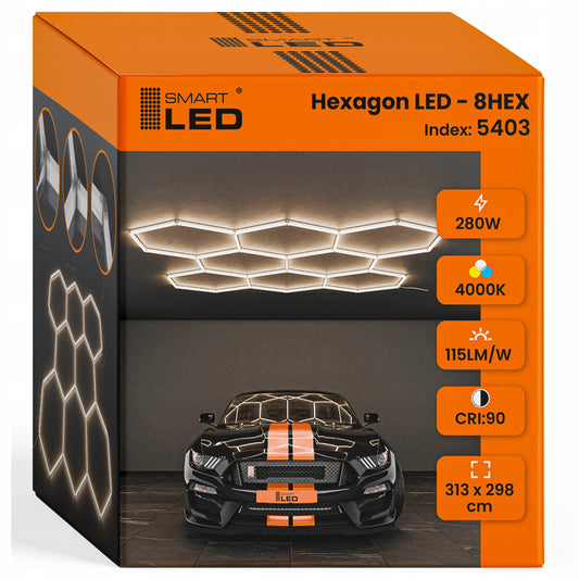 LED HEXAGON osvětlení do garáže 313 × 298 cm