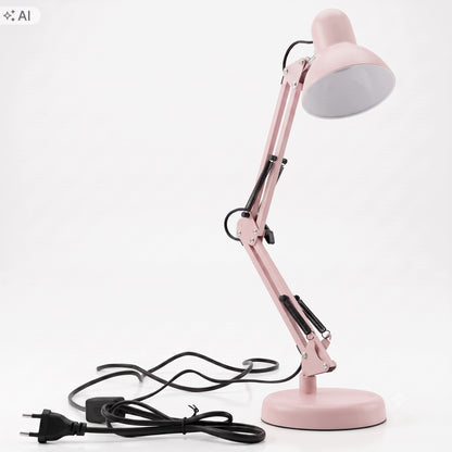 Růžová stolní lampa E27, nastavitelná, s klipsem