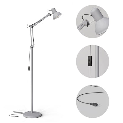 Šedá stojací lampa E27 190 cm, nastavitelná