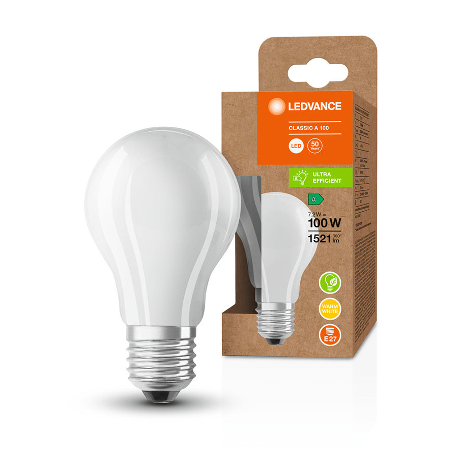 OSRAM ULTRA ECONOMY 210lm/W Classic A matná 230V E27 LED EQ100 3000K