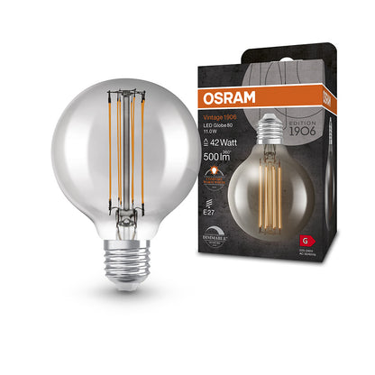 OSRAM Globe 80 DIMM kouřová 230V E27 LED EQ42 1800K
