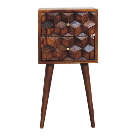 Mini noční stolek v kaštanovém odstínu s 2 zásuvkami, 31 × 30 × 62 cm