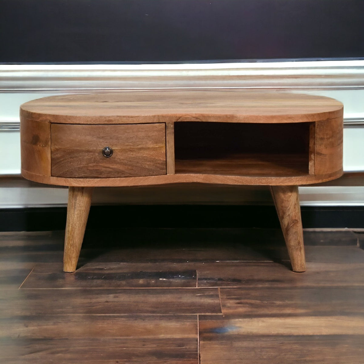 Mini konferenční stolek v dubovém odstínu, 70 × 40 × 35 cm