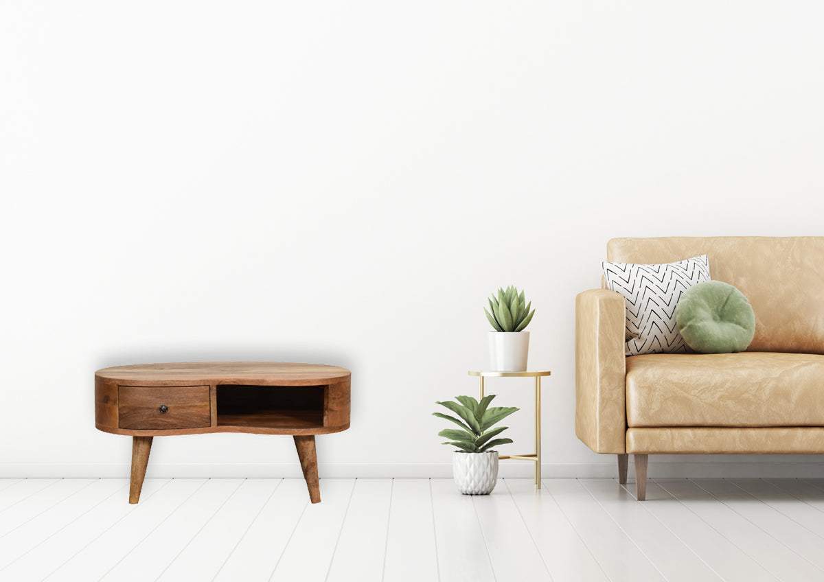 Mini konferenční stolek v dubovém odstínu, 70 × 40 × 35 cm