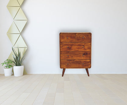 Komoda v kaštanovém odstínu se zaoblenými liniemi, 70 × 35 × 98 cm