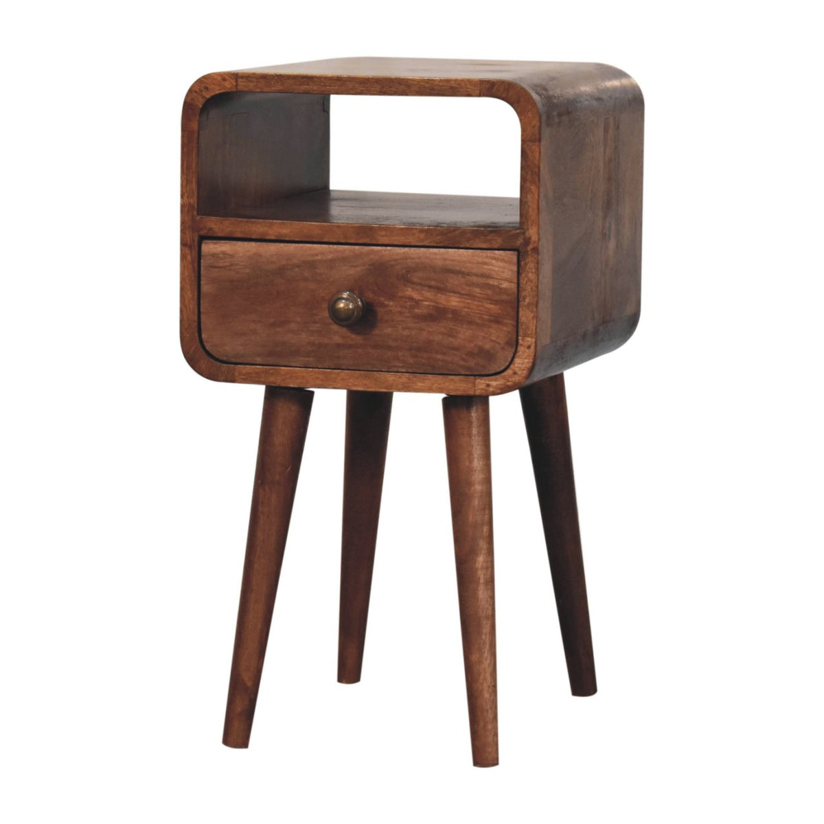Mini noční stolek se zaoblenými liniemi s otevřenou přihrádkou, 30 × 30 × 55 cm