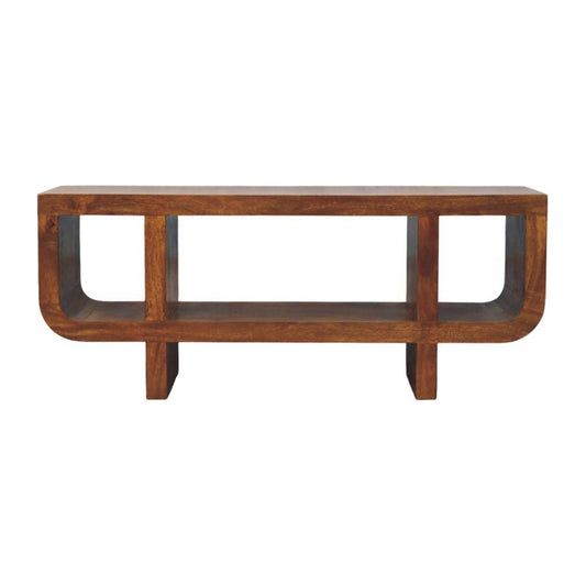 TV stolek Orion v kaštanovém odstínu se zaoblenými liniemi, 120 × 35 × 50 cm