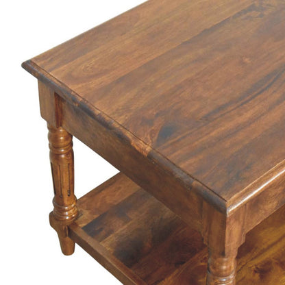 Konferenční stolek v kaštanovém odstínu s 2 zásuvkami, 85 × 55 × 45 cm