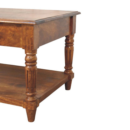 Konferenční stolek v kaštanovém odstínu s 2 zásuvkami, 85 × 55 × 45 cm