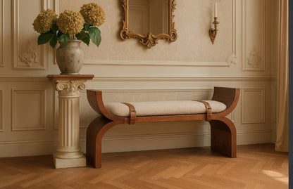 Lavice Stirrup se zaoblenými liniemi, 120 × 35 × 60 cm