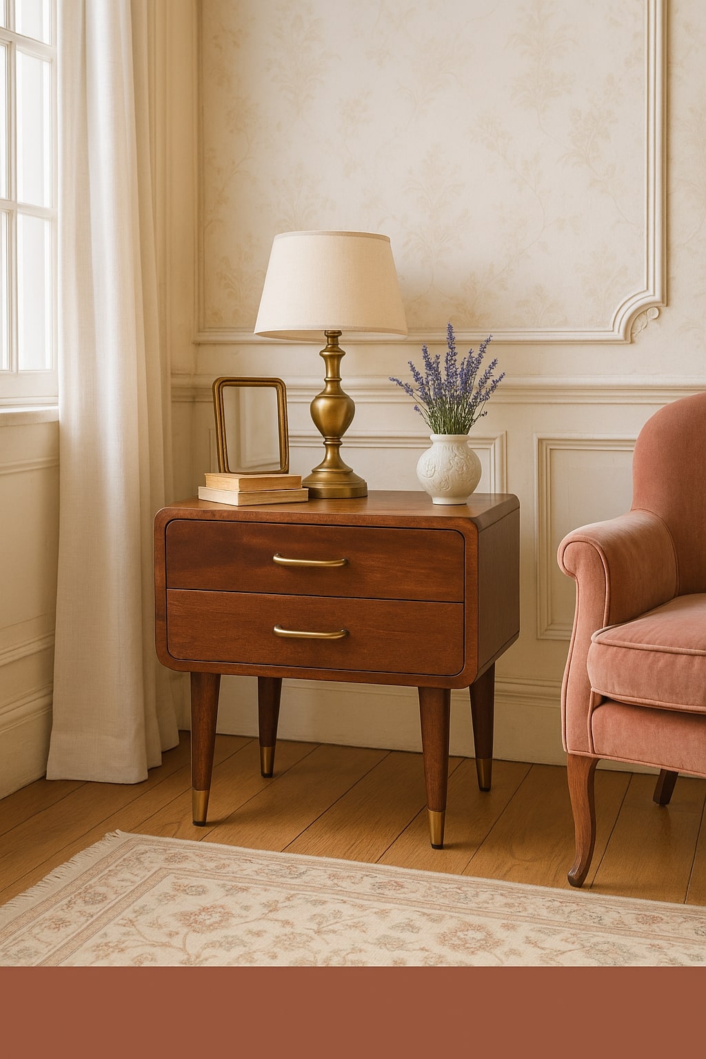 Noční stolek Valenza z masivního mangového dřeva, 45 × 35 × 55 cm