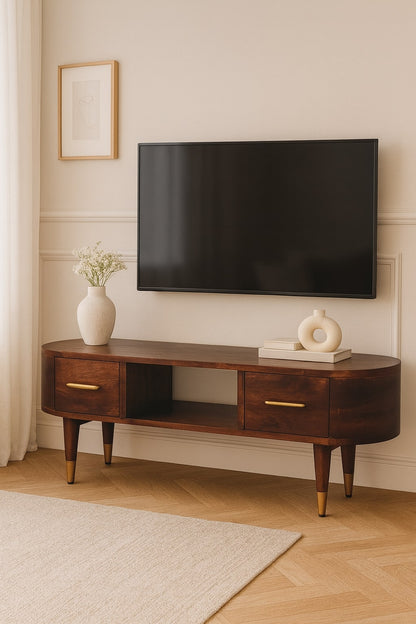 TV stolek Valenza se zaoblenými liniemi, 100 × 30 × 40 cm