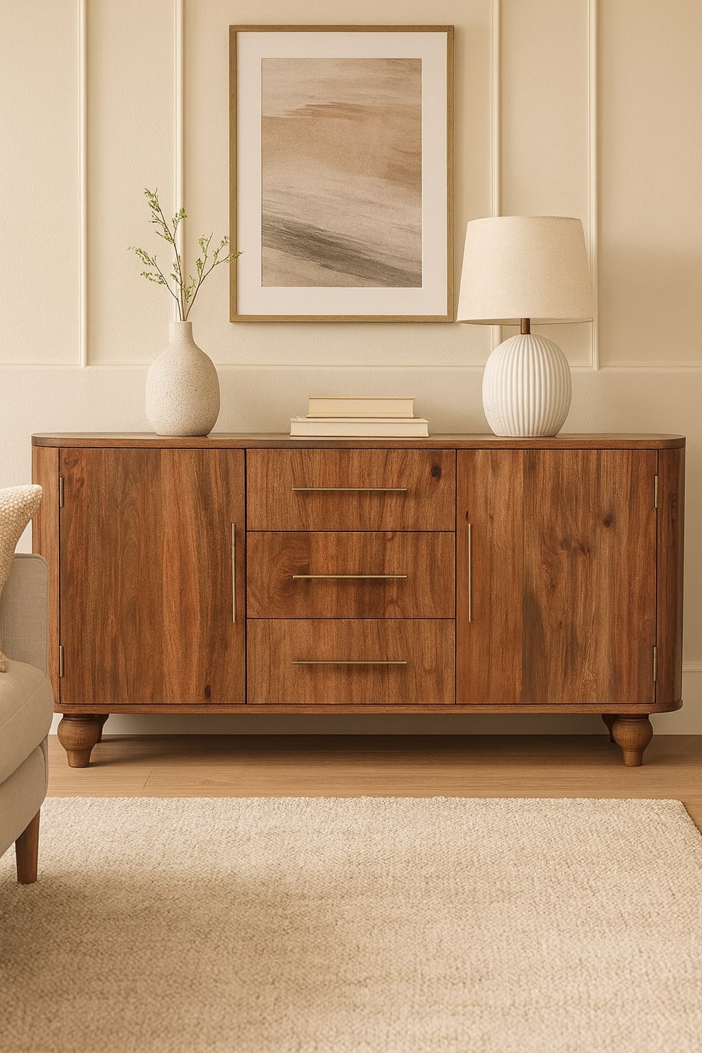 Příborník Montara z masivního mangového dřeva, 146 × 35 × 73 cm