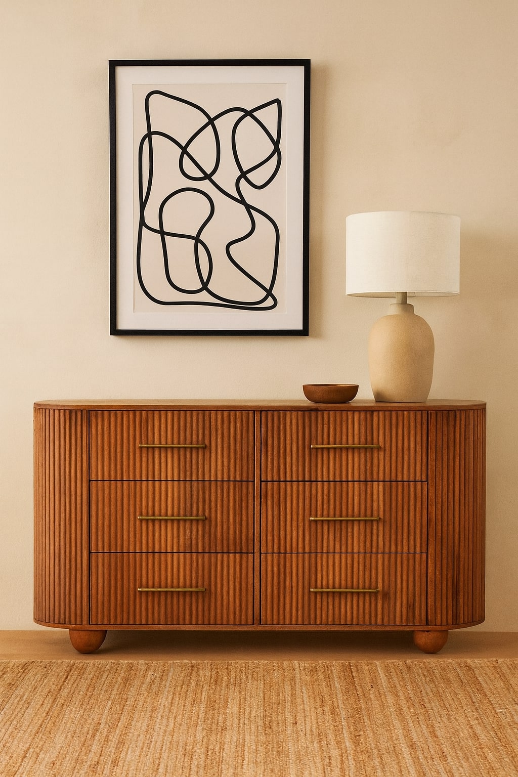 Komoda Ridgefront v dubovém odstínu, 135 × 35 × 79 cm
