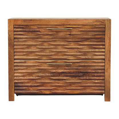 Botník Wavefront z masivního mangového dřeva, 90 × 35 × 73 cm