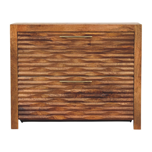 Botník Wavefront z masivního mangového dřeva, 90 × 35 × 73 cm