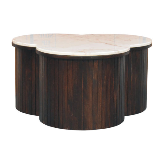 Konferenční stolek Verona s mramorovým prvkem, 82 × 82 × 42 cm